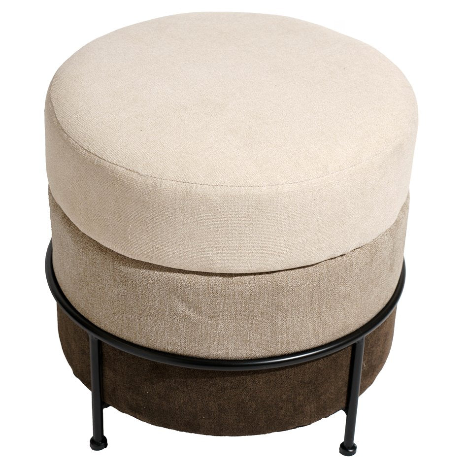 Mariola B MD Pouf Brown-Beige – H45 × Ø48 cm