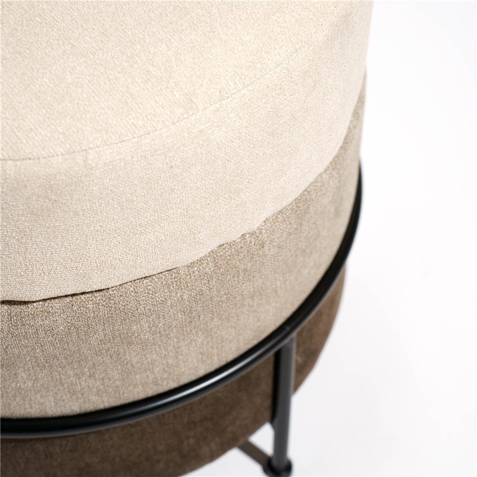 Mariola B MD Pouf Brown-Beige – H45 × Ø48 cm