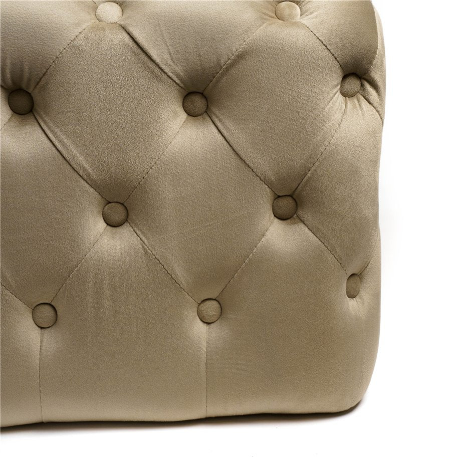 Lacelle Taupe Buttoned Round Stool – Plush Velvet Accent Ottoman (Copy)