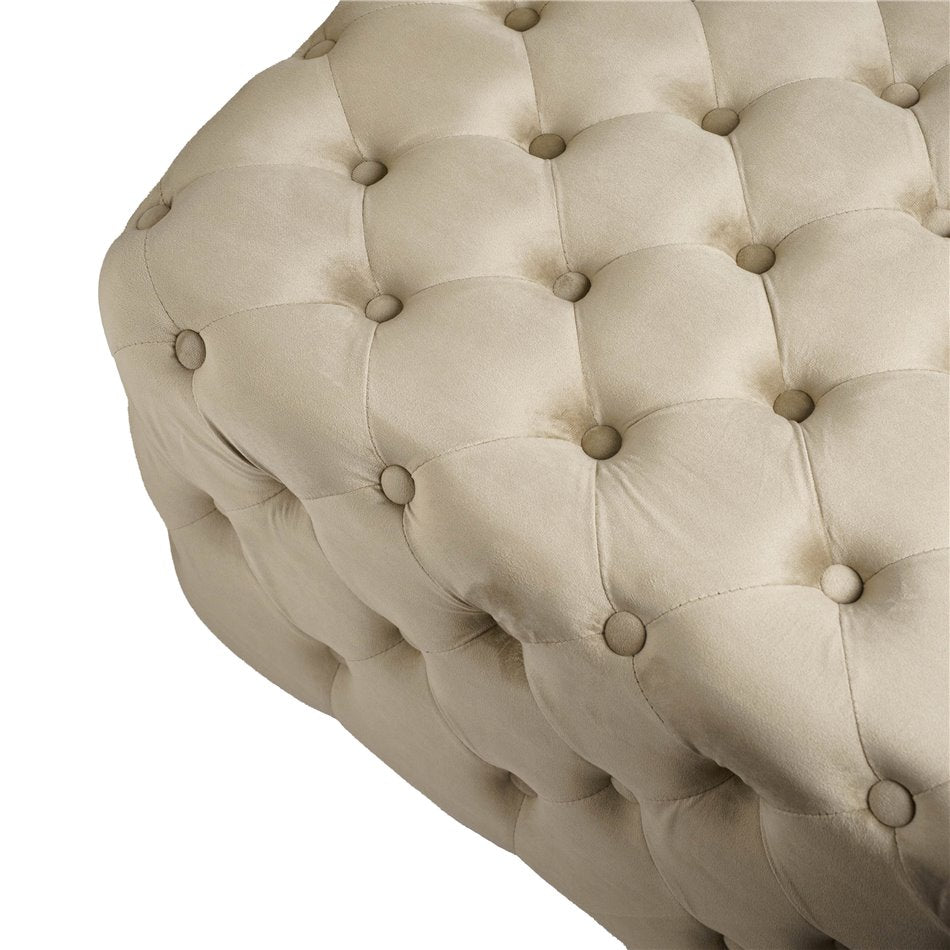 Lacelle Taupe Buttoned Round Stool – Plush Velvet Accent Ottoman (Copy)
