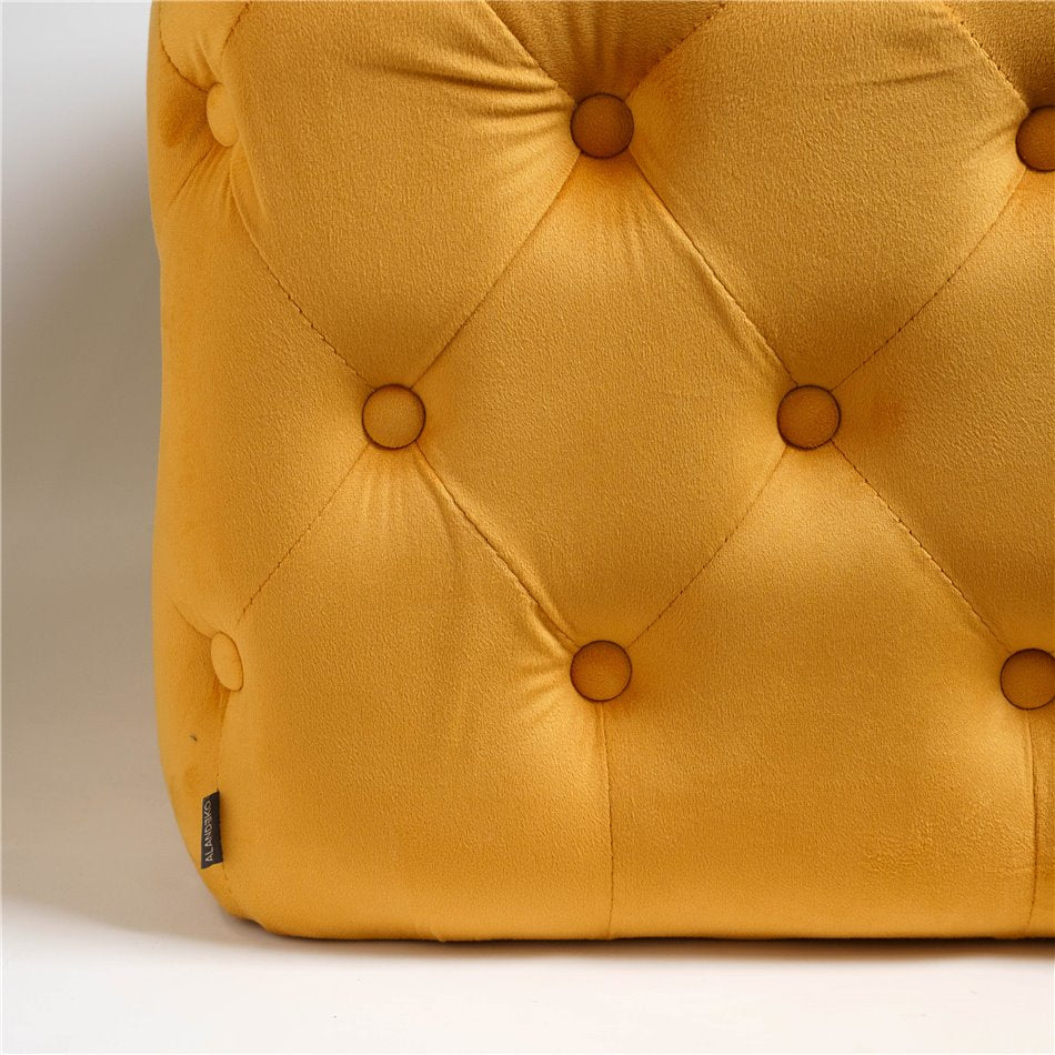 Gold Velvet Lacone Square Stool – Large Accent Ottoman