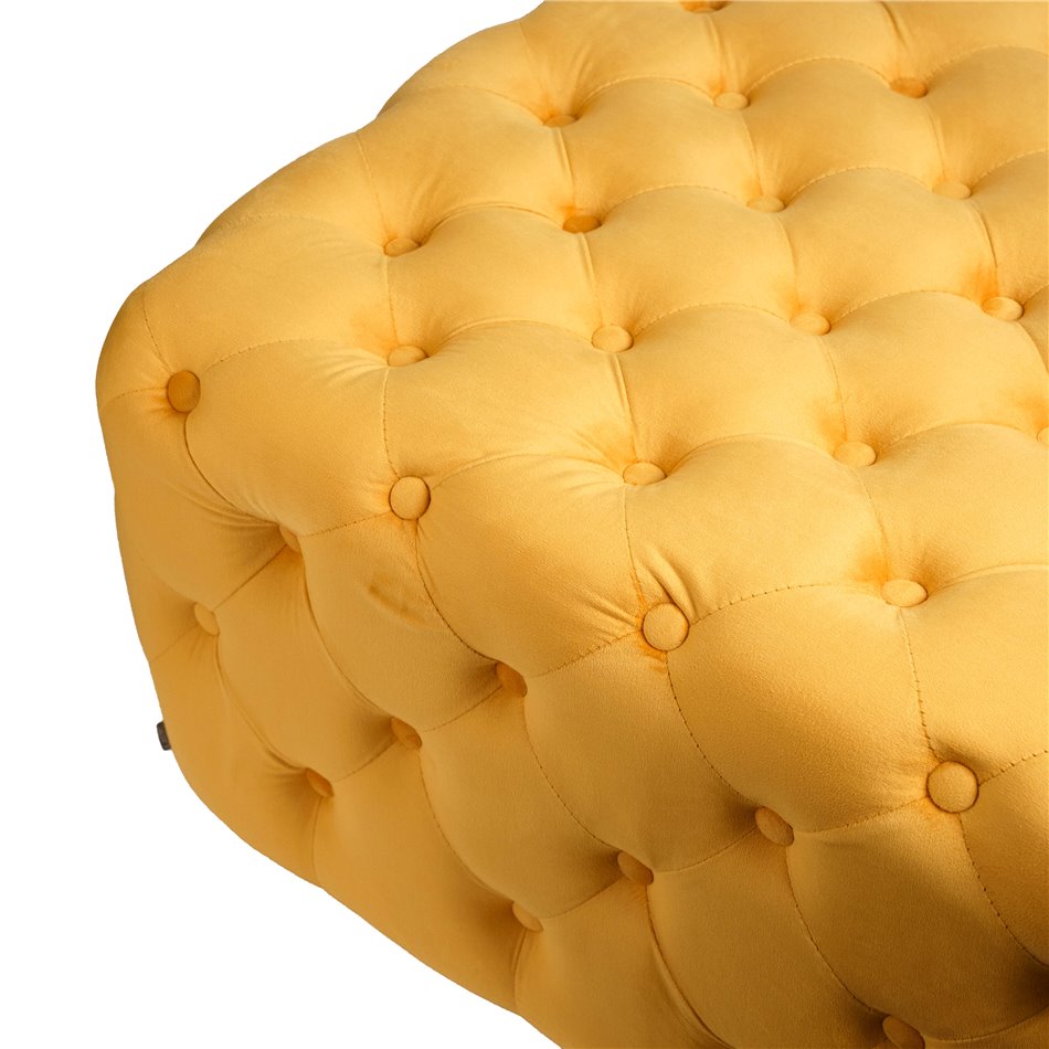 Gold Velvet Lacone Square Stool – Large Accent Ottoman