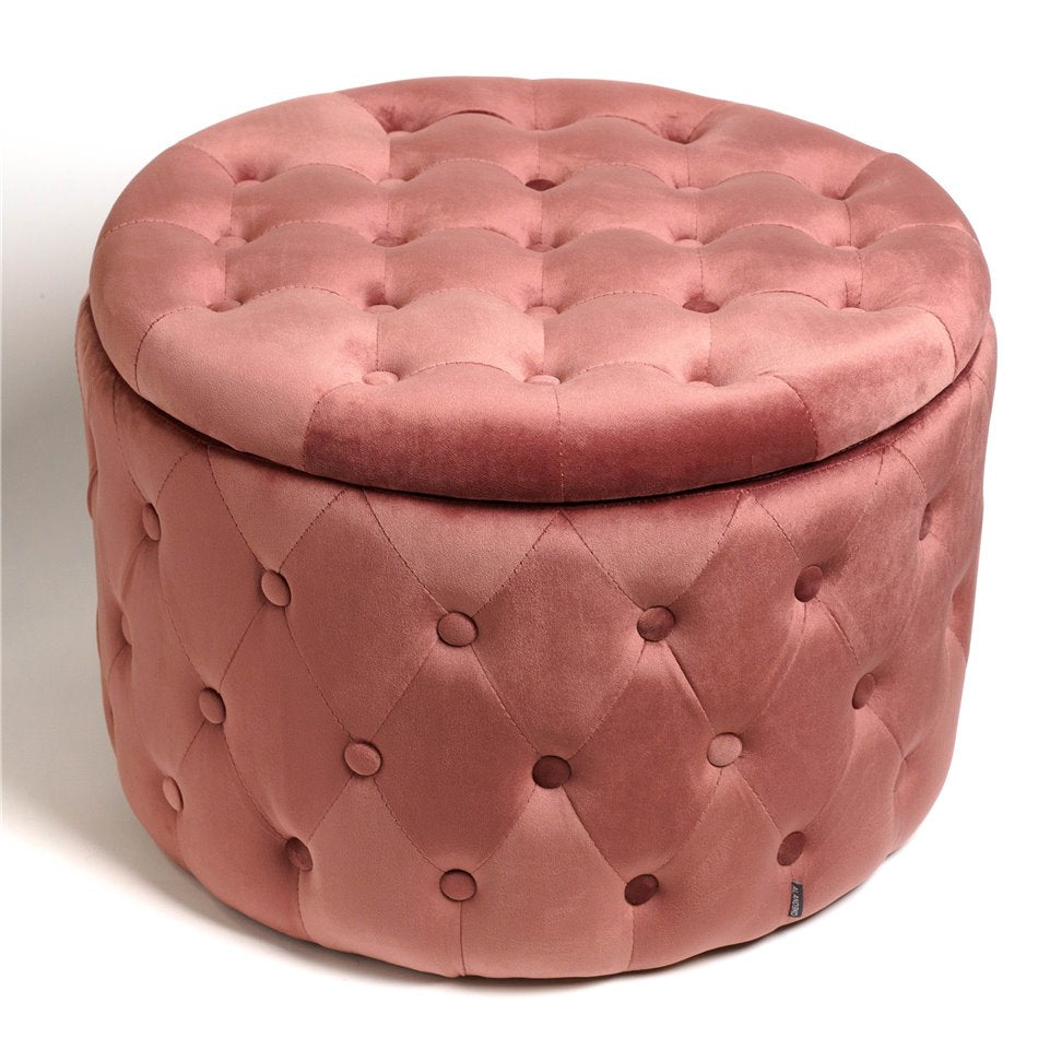 Mauve Velvet Lailly Roundi Storage Ottoman