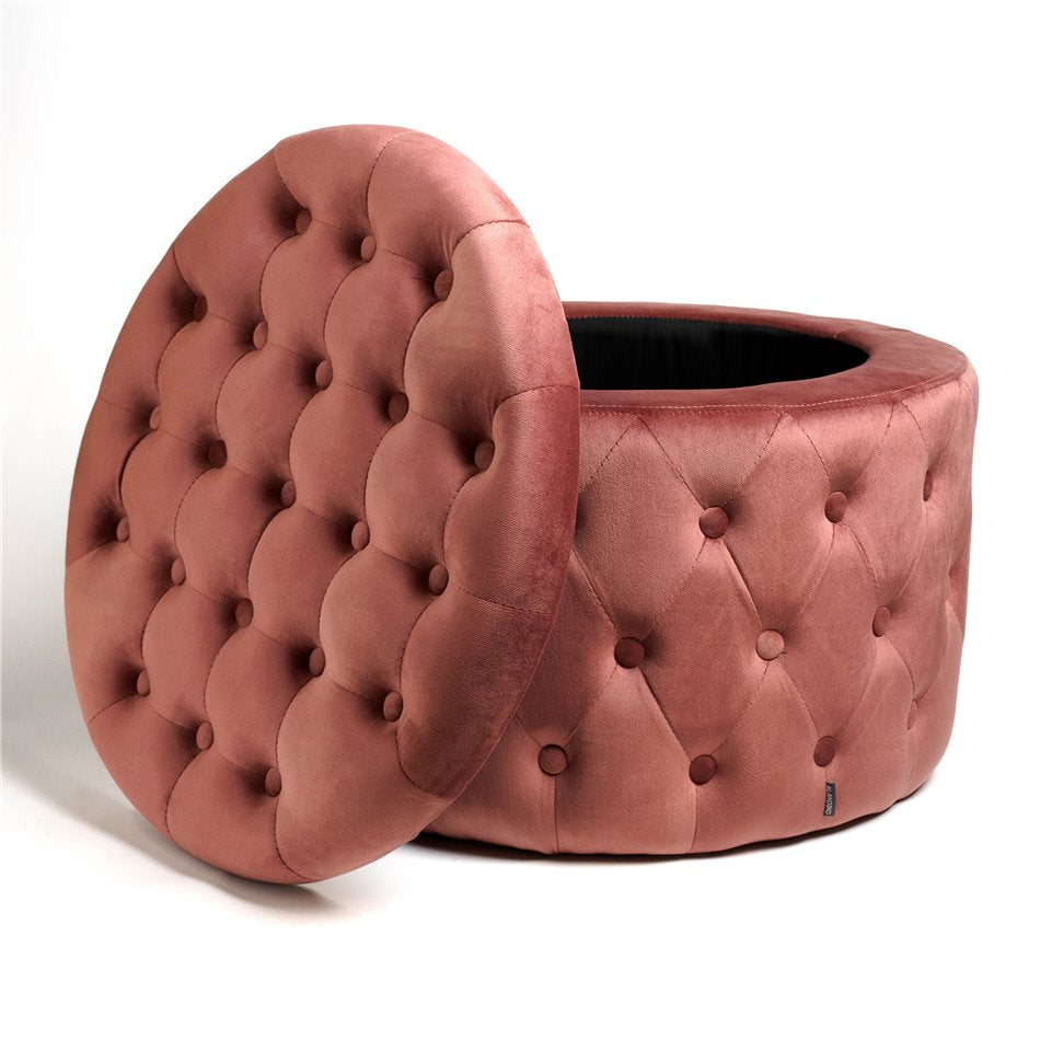 Mauve Velvet Lailly Roundi Storage Ottoman