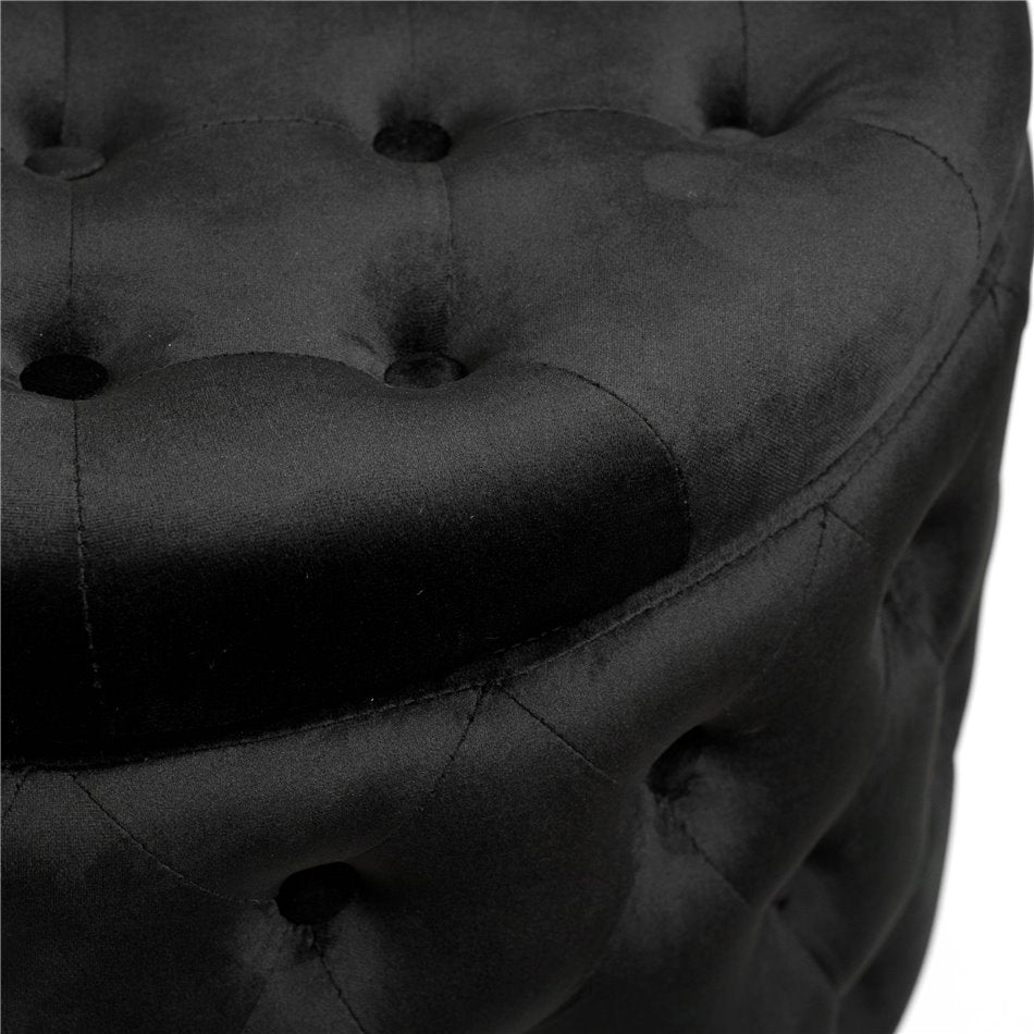 Black Velvet Lailly Round Storage Ottoman
