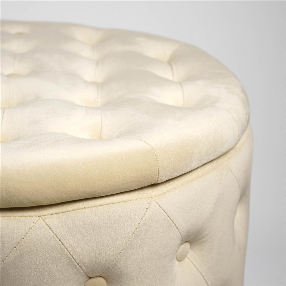 Perl Velvet Lailly Round Storage Ottoman