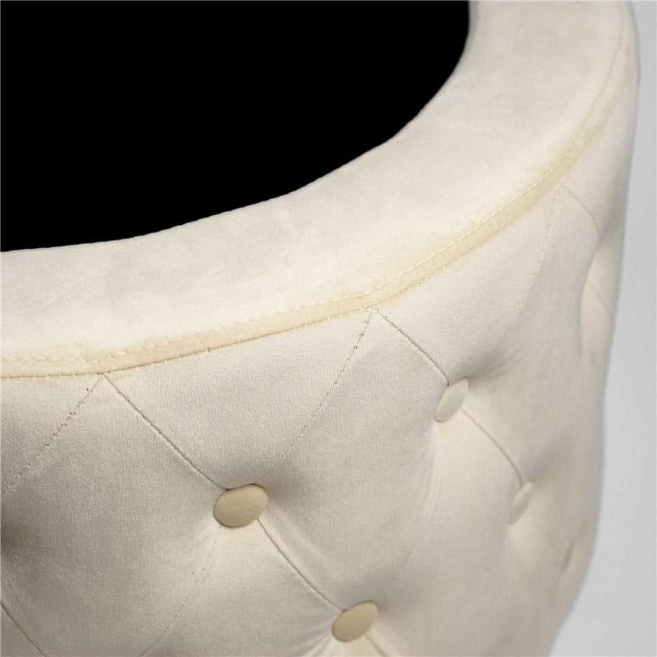 Perl Velvet Lailly Round Storage Ottoman