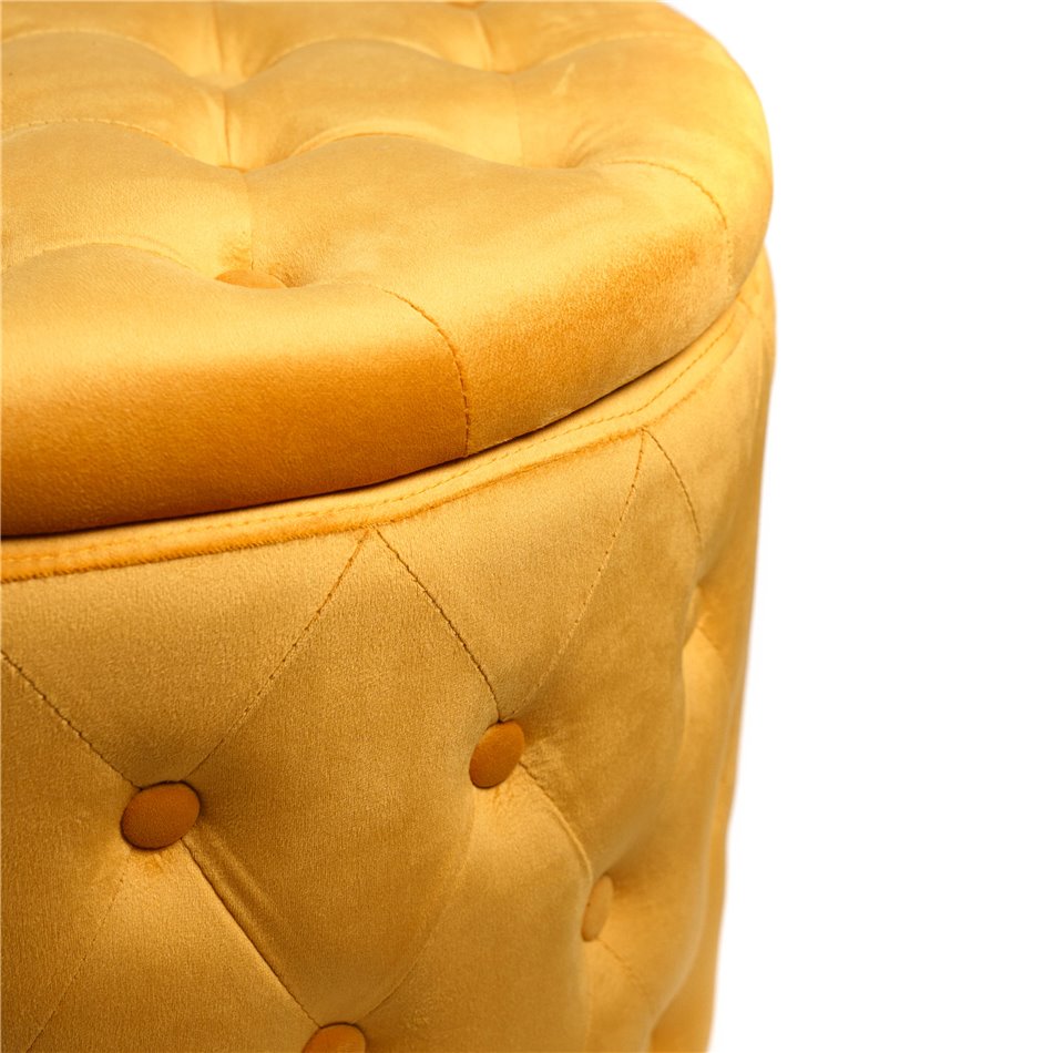 Gold Velvet Lailly Round Storage Ottoman