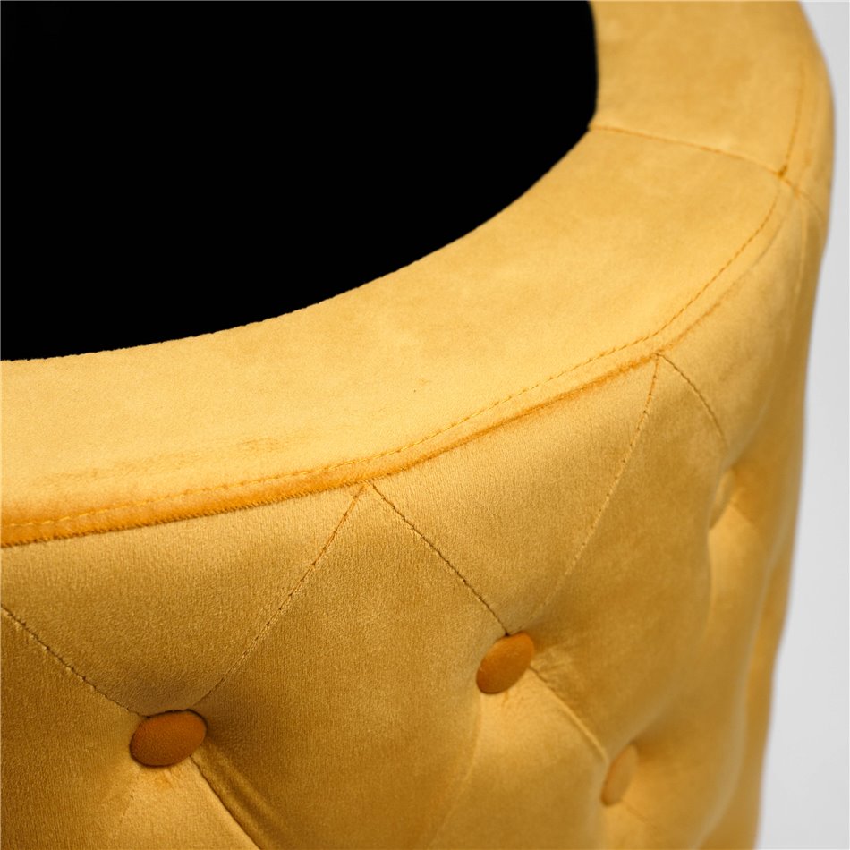 Gold Velvet Lailly Round Storage Ottoman