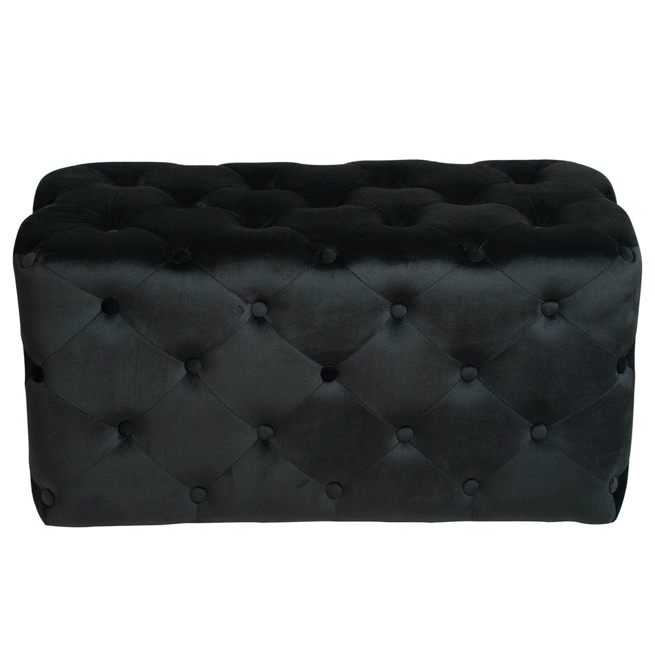 Black Velvet Lailly Rectangular Storage Stool – Elegant Accent Ottoman
