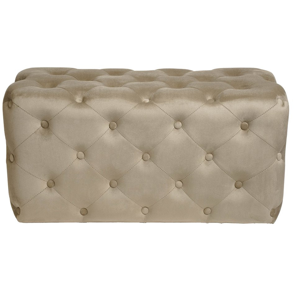Taupe Velvet Lailly Rectangular Storage Stool – Elegant Accent Ottoman