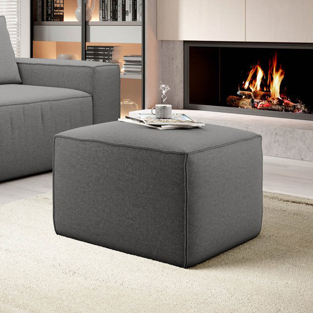 Gojo 5 Grey Velvet Pouf – Large Accent Ottoman