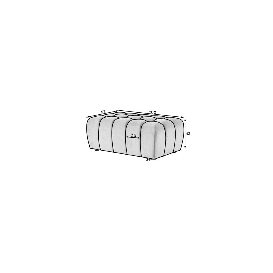 Ottoman Elazaro Grande in Grey – H42 × W62 × L100 cm