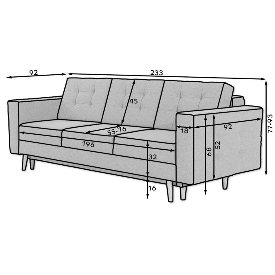 Elsgard Extendable Velvet Sofa Bed – Dark Green Kronos 19 & Jungle 32, Scandinavian 3-Seater with Storage