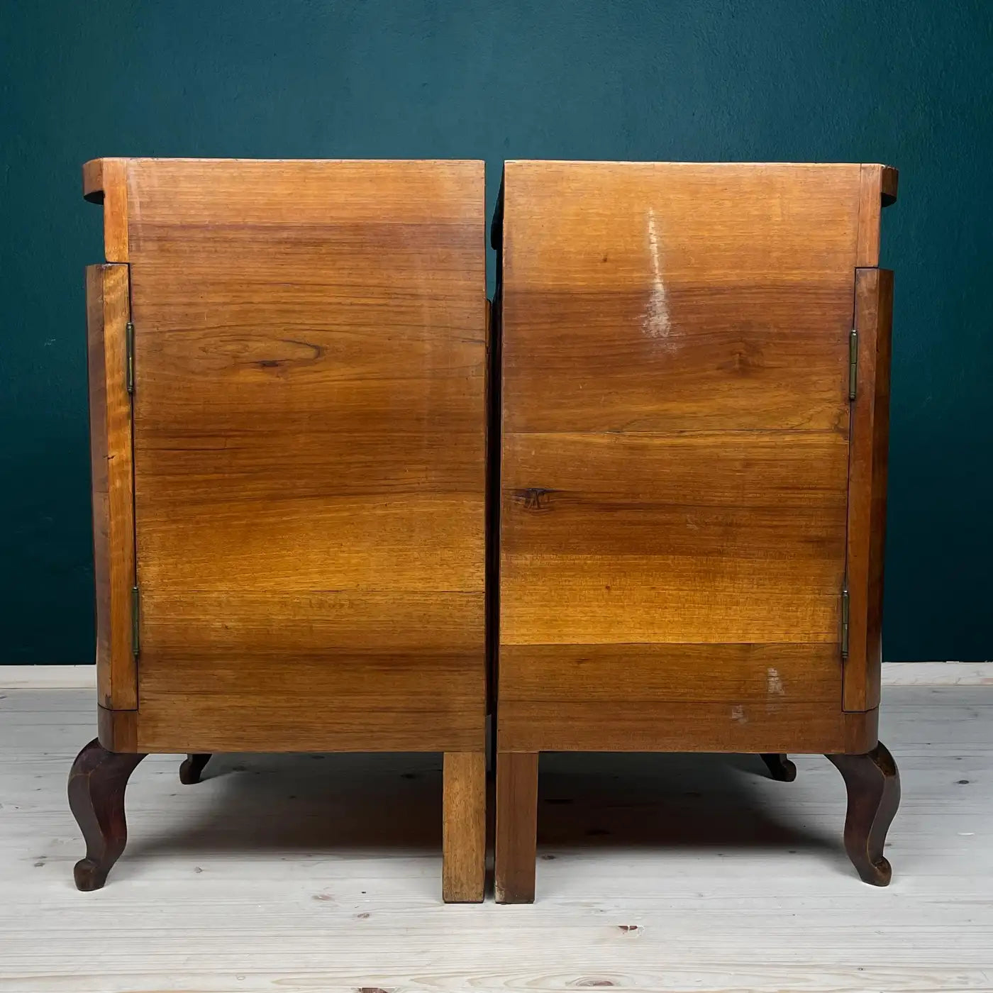 Antique wood nightstand, Italy, 1940s, Set of 2