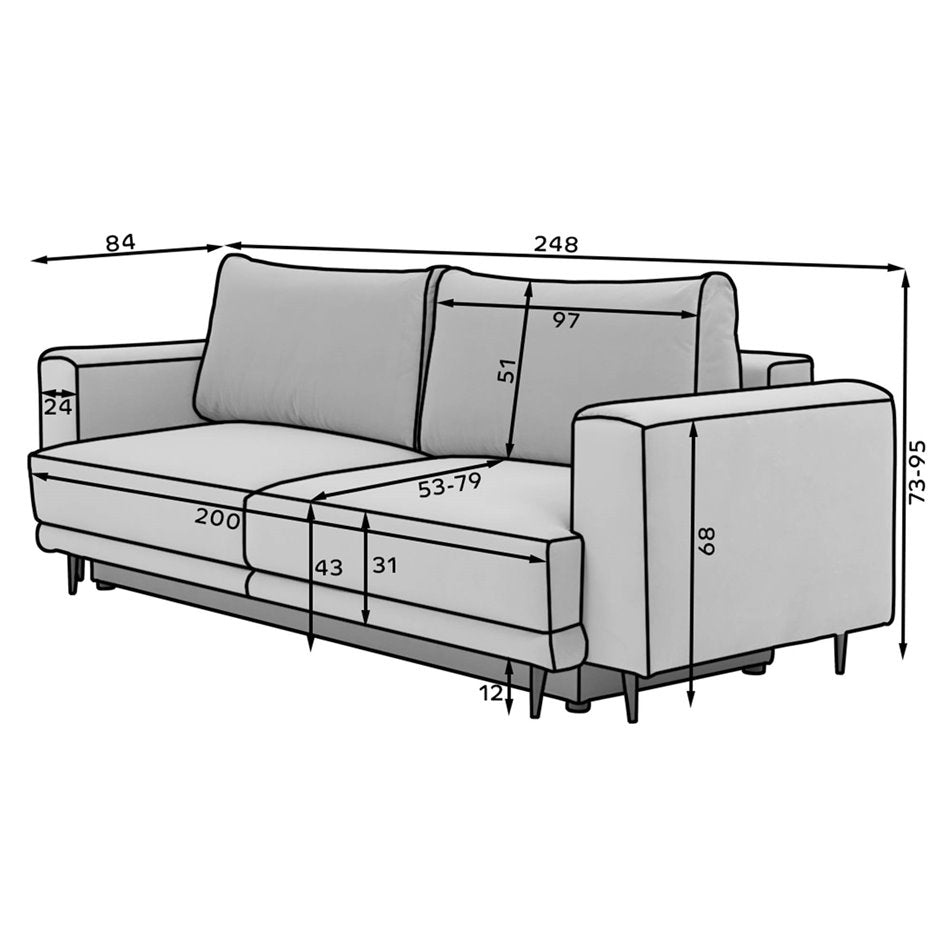 Scandinavian Sofa Bed with Sleeping Function, Bouclé Upholstery, White – Edalia