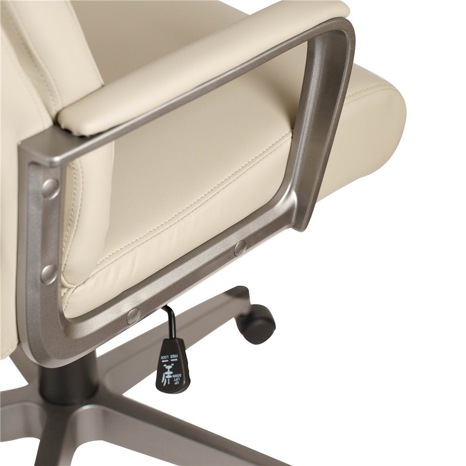 Zelda Adjustable Office Chair – Cream and Gray Eco Leather, Modern Executive Design