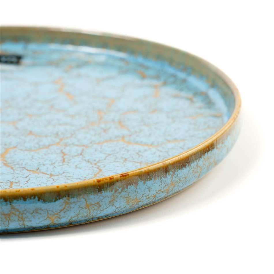 Diner plate Scratch Blue, brown/blue, porcelain, D26.5cm H2.6cm