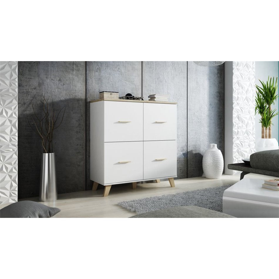 Chest of drawers Hotta W, sonoma oak/white color, chipboard, H119x110x45cm