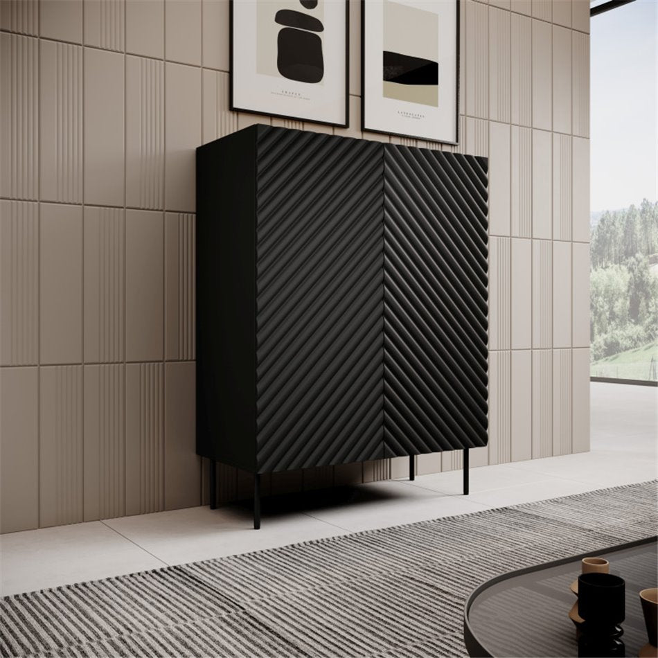 Wardrobe Handa, black, chipboard, H127x98x45cm