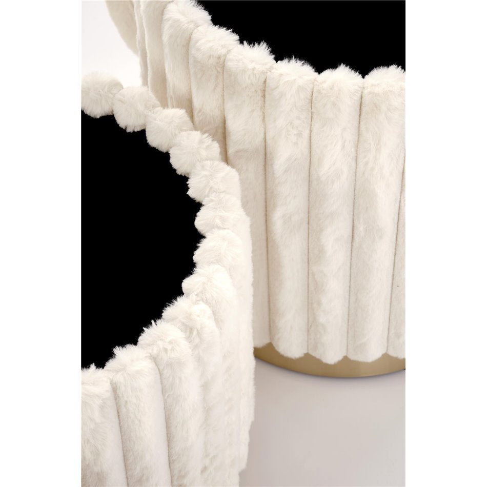 Haido Pouf Set Cream-Gold – Small & Medium Steel-Polyester