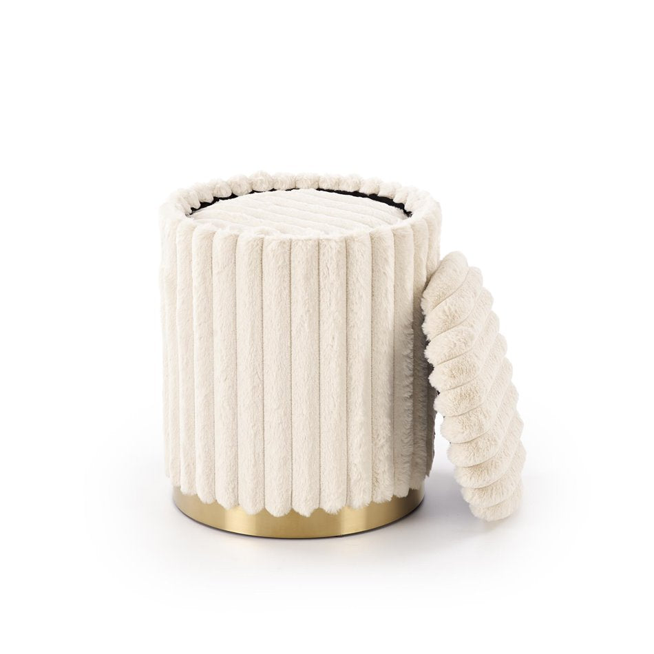 Haido Pouf Set Cream-Gold – Small & Medium Steel-Polyester