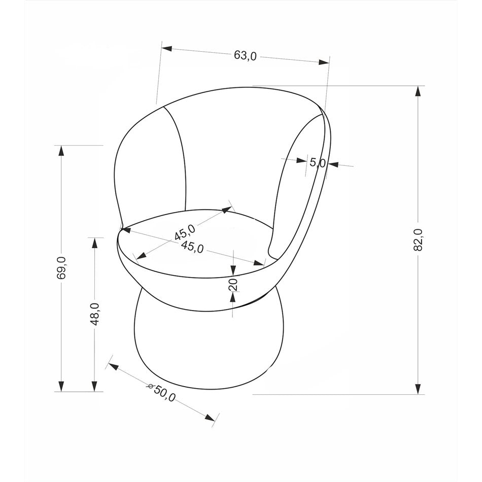 Armchair Hamen K581, rotatable 360 degrees, beige, steel/polyester, H82x63x62cm, seat height 48cm