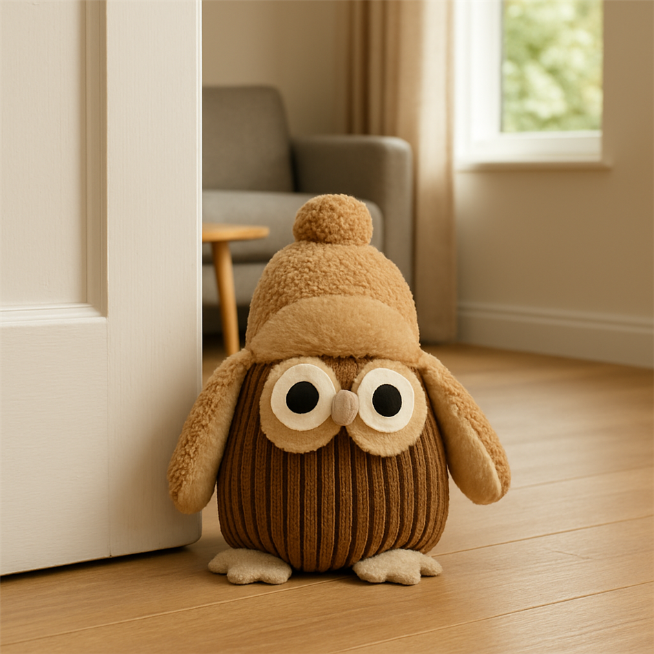 Owl Door Stopper Beige – H23 × W15 × L19 cm