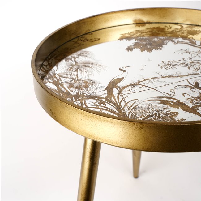 Furuset M Side Table – Gold Metal & Polyresin Round Accent Table