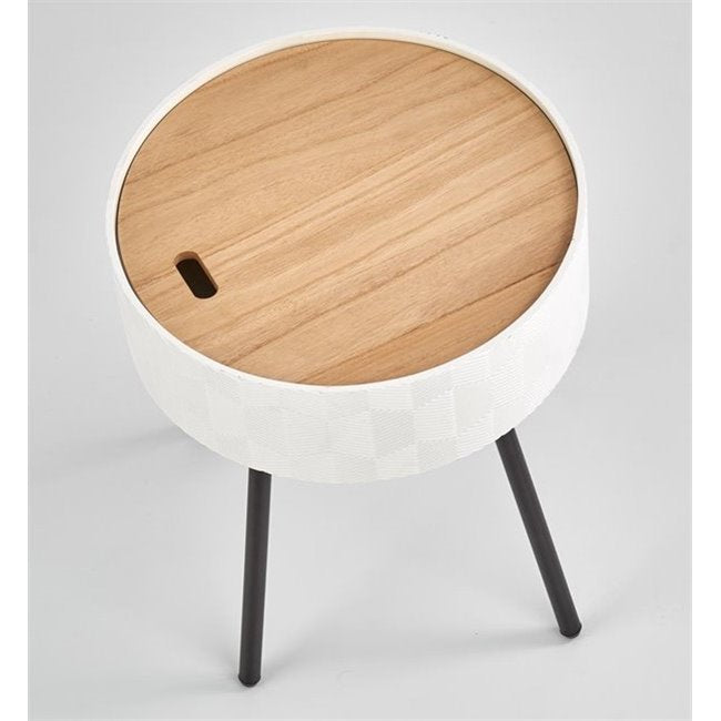 Haura Side Table – White MDF with Steel Frame