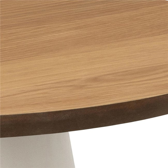 Acoli Coffee Table – Natural Wood Look with Steel Base, Ø45×48 cm