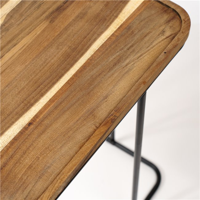 Canape Side Table – Acacia Wood & Metal Modern Accent Table