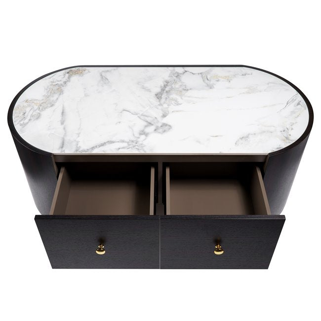 Sintered Stone Coffee Table – Oak Veneer & MDF Modern Design