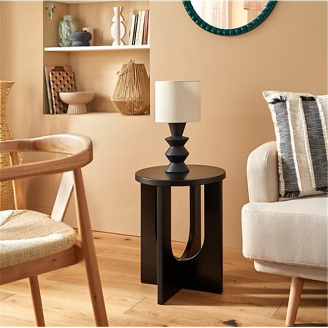 Round Black Side Table – Modern MDF Design