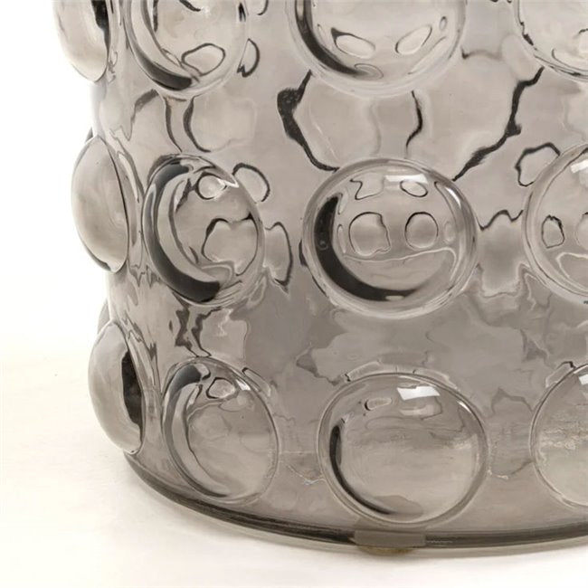 Round Glass Side Table – Smoked Finish with Metal Frame