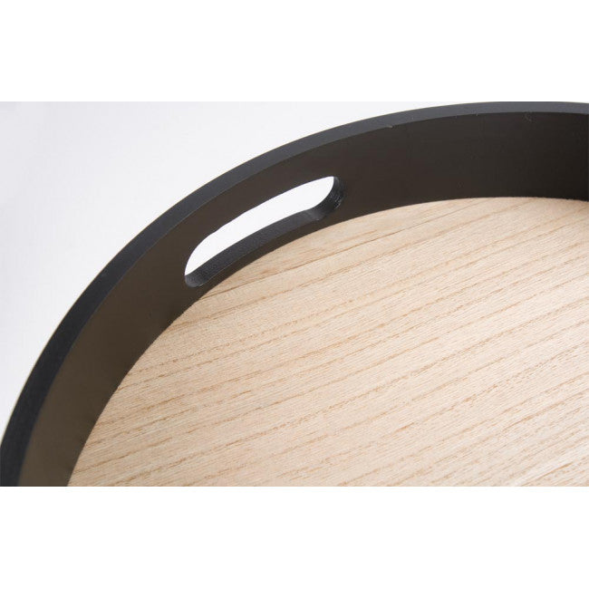 Round Side Table with Removable Tray – Black Modern Design