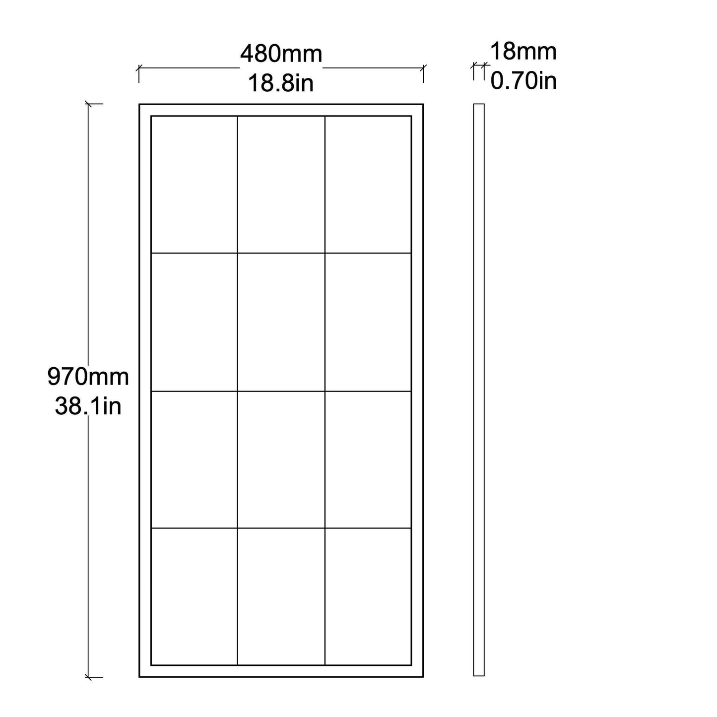 Quadris Rectangular Antiqued Mirror – 12 Panels with Bronze Patina Brass Frame