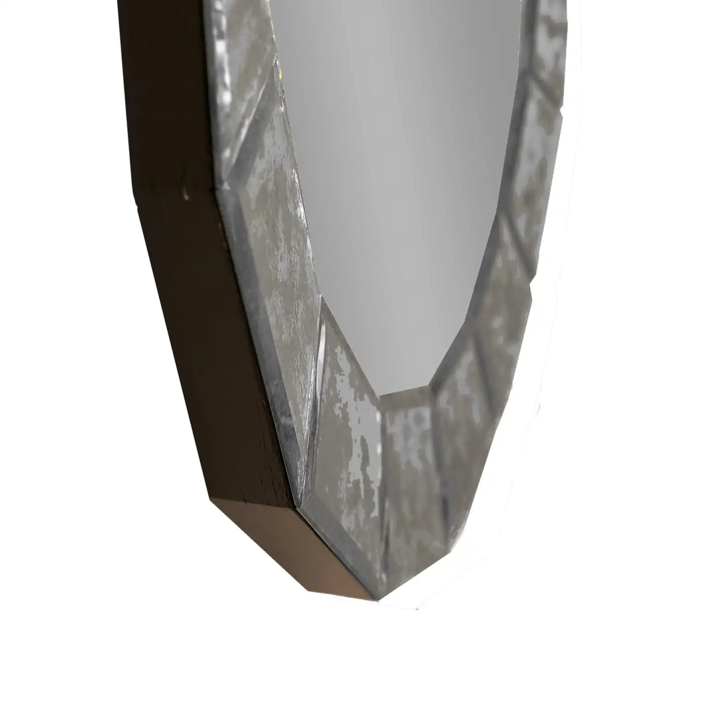 Round Segmented Antiqued Mirror Framed Mirror