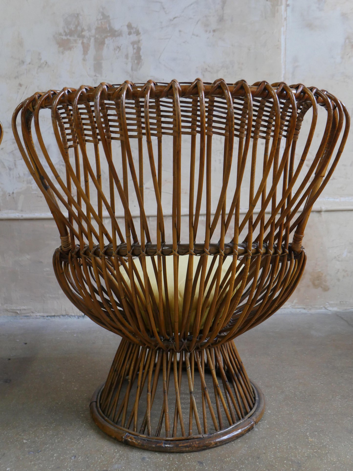 Pair of 1950s Franco Albini “Margherita” Rattan Armchairs for Bonacina – Mid-Century Italian Icons