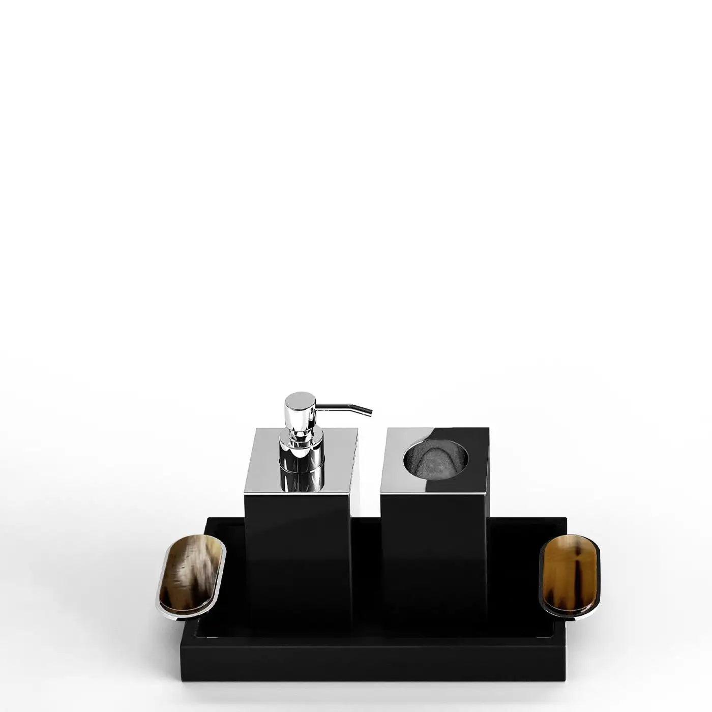 Argentella Bath Set in Ivory Lacquer and Corno Italiano, Mod. 2436-2439-2442