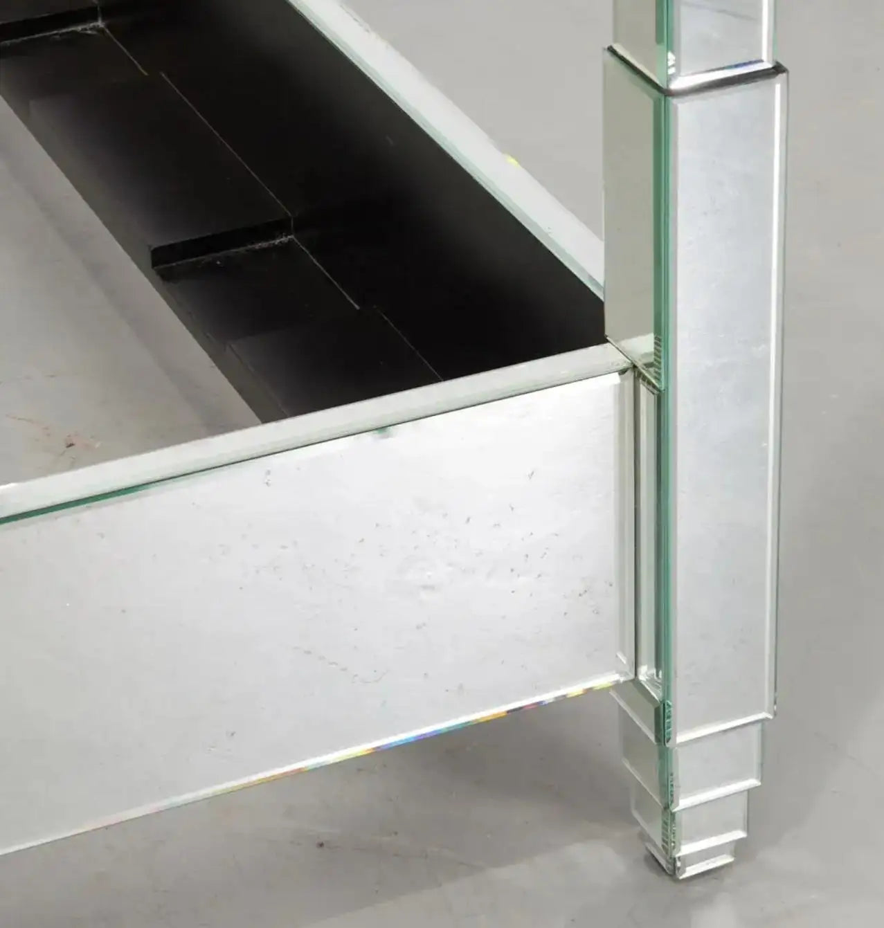 Art Deco Style Mirrored Four Poster Queen Bed Frame