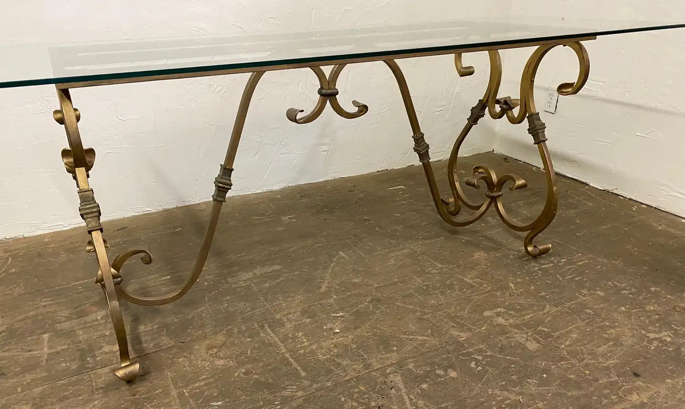 Antiqued Gold Finish Baroque Style Dining Table Base