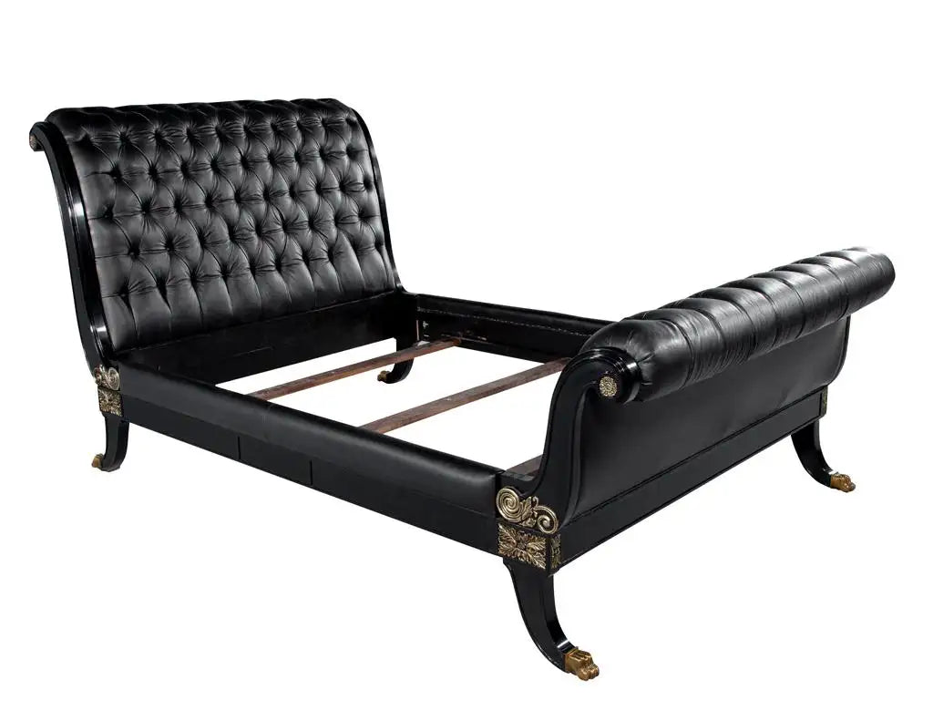 Clivedon Tufted Black Leather Bed Queen Size