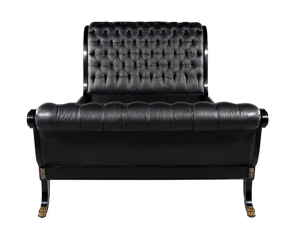 Clivedon Tufted Black Leather Bed Queen Size