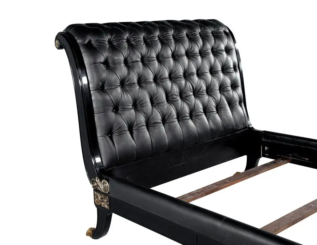 Clivedon Tufted Black Leather Bed Queen Size