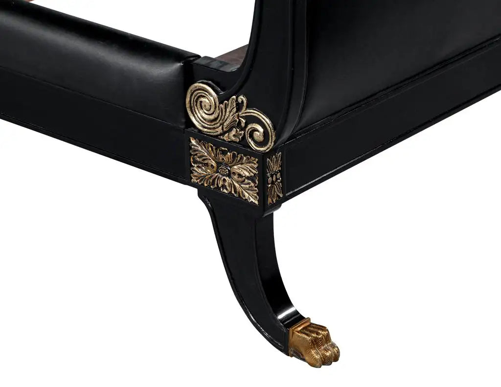 Clivedon Tufted Black Leather Bed Queen Size