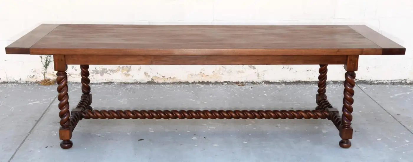 Expandable Barley Twist Dining Table Made from Walnut