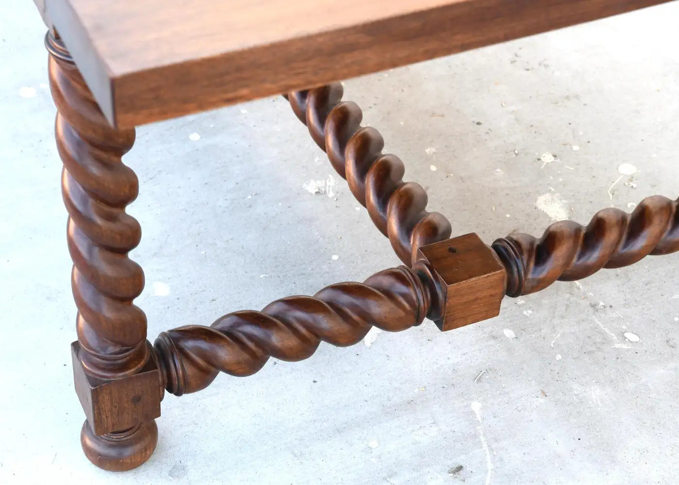 Expandable Barley Twist Dining Table Made from Walnut