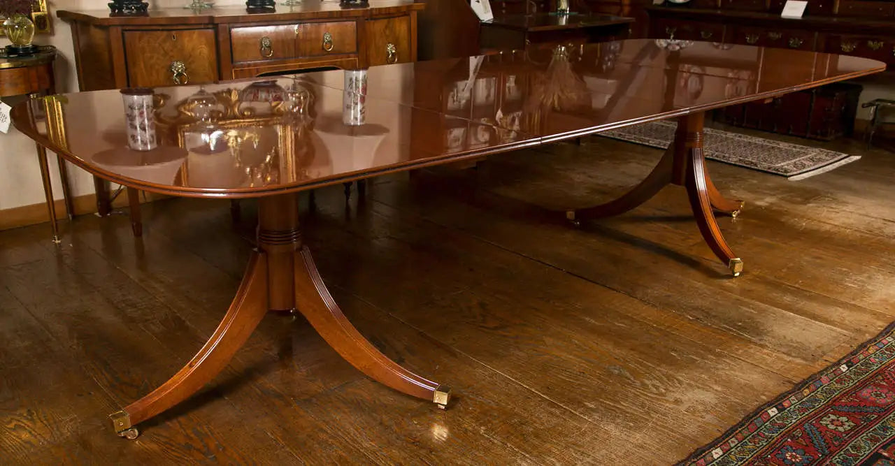 Custom Mahogany Double Pedestal Dining Table