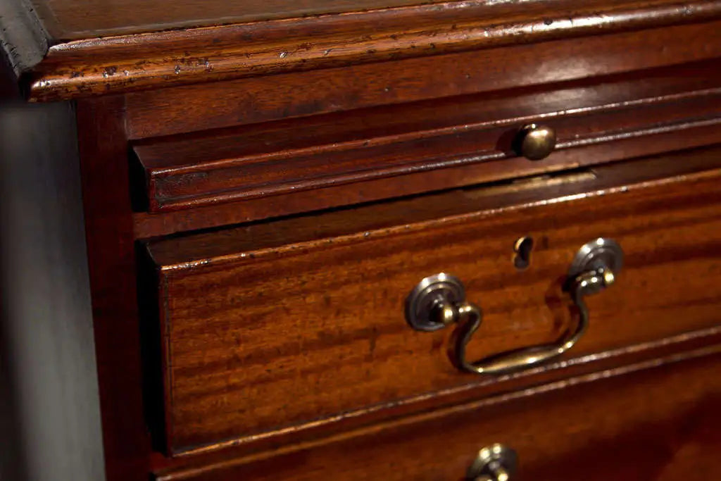 ENGLISH GEORGIAN STYLE MAHOGANY FIVE-DRAWER CHEST WITH BRUSH SLIDE